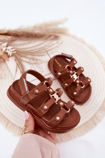Sandales pour enfants avec détails dorés, couleur marron "Lunessa"