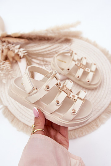 Sandales pour enfants couleur or avec des détails couleur sable Lunessa