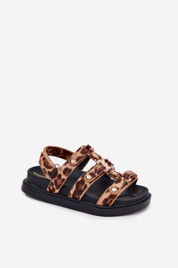 Sandales pour enfants couleur or avec des détails en motif léopard Lunessa 2