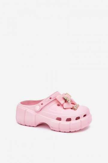 Chaussons Puéril Puéril Pantoufles légères avec des rubans I Ozdobami couleur rose Selvana