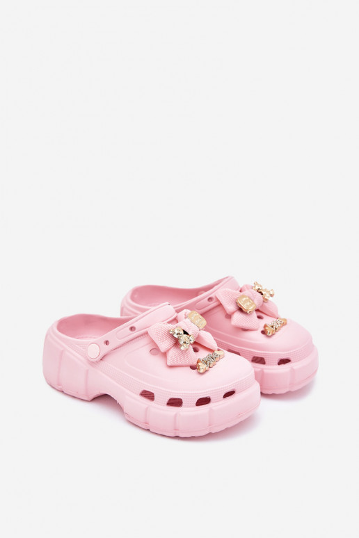 Chaussons Puéril Puéril Pantoufles légères avec des rubans I Ozdobami couleur rose Selvana Chaussons Puéril Puéril Pantoufles légères avec des rubans I Ozdobami couleur rose Selvana