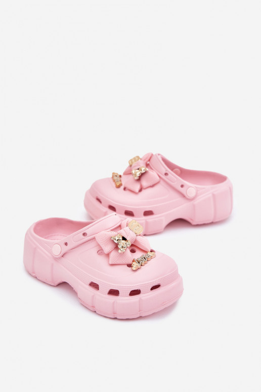 Chaussons Puéril Puéril Pantoufles légères avec des rubans I Ozdobami couleur rose Selvana Chaussons Puéril Puéril Pantoufles légères avec des rubans I Ozdobami couleur rose Selvana