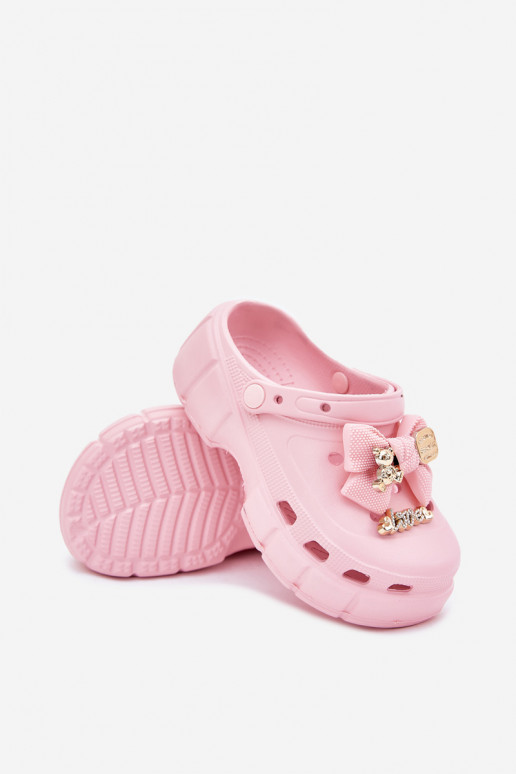Chaussons Puéril Puéril Pantoufles légères avec des rubans I Ozdobami couleur rose Selvana Chaussons Puéril Puéril Pantoufles légères avec des rubans I Ozdobami couleur rose Selvana