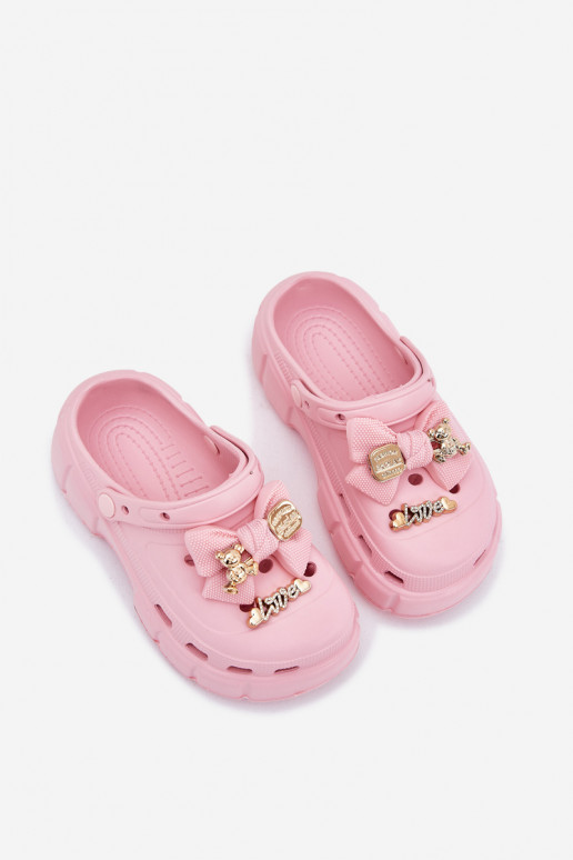 Chaussons Puéril Puéril Pantoufles légères avec des rubans I Ozdobami couleur rose Selvana Chaussons Puéril Puéril Pantoufles légères avec des rubans I Ozdobami couleur rose Selvana