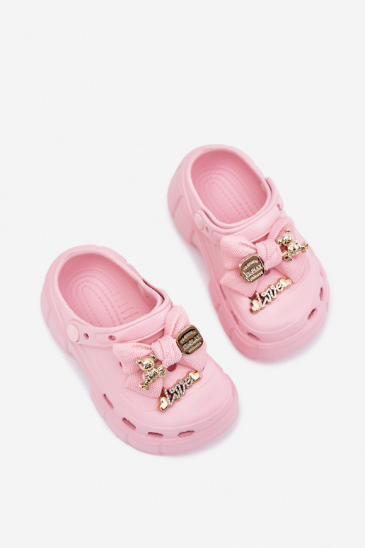 Chaussons Puéril Puéril Pantoufles légères avec des rubans I Ozdobami couleur rose Selvana Chaussons Puéril Puéril Pantoufles légères avec des rubans I Ozdobami couleur rose Selvana