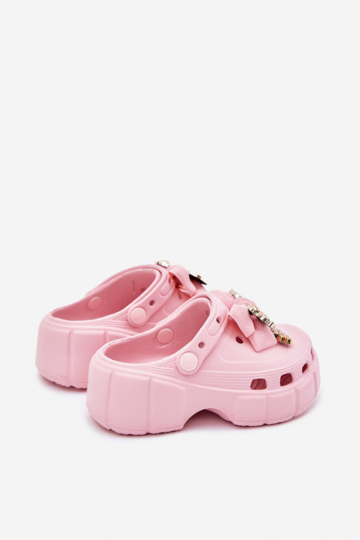 Chaussons Puéril Puéril Pantoufles légères avec des rubans I Ozdobami couleur rose Selvana Chaussons Puéril Puéril Pantoufles légères avec des rubans I Ozdobami couleur rose Selvana