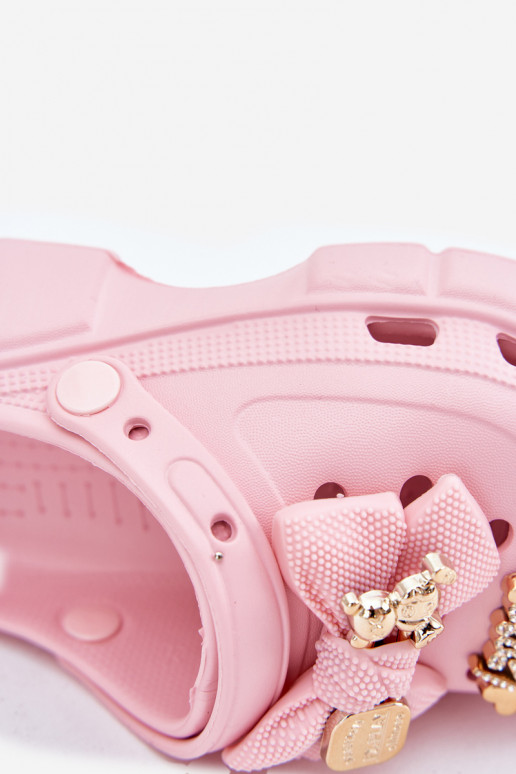 Chaussons Puéril Puéril Pantoufles légères avec des rubans I Ozdobami couleur rose Selvana Chaussons Puéril Puéril Pantoufles légères avec des rubans I Ozdobami couleur rose Selvana