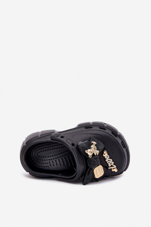 Chaussons Puéril Puéril Pantoufles légères avec des rubans I Ozdobami couleur noire Selvana Chaussons Puéril Puéril Pantoufles légères avec des rubans I Ozdobami couleur noire Selvana