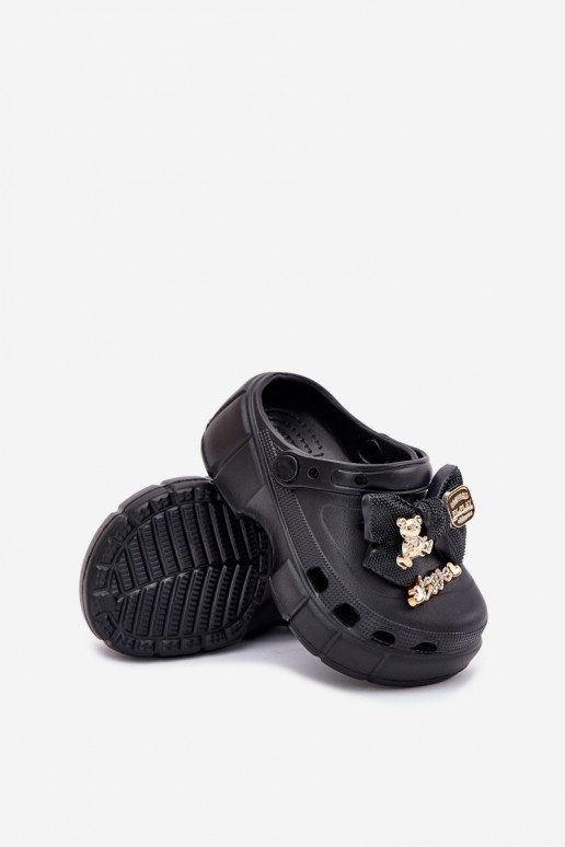 Chaussons Puéril Puéril Pantoufles légères avec des rubans I Ozdobami couleur noire Selvana Chaussons Puéril Puéril Pantoufles légères avec des rubans I Ozdobami couleur noire Selvana