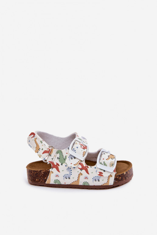 Sandales pour enfants Sur une semelle en liège avec boucles Dinosaures Couleurs différentes Thessa Sandales pour enfants Sur une semelle en liège avec boucles Dinosaures Couleurs différentes Thessa