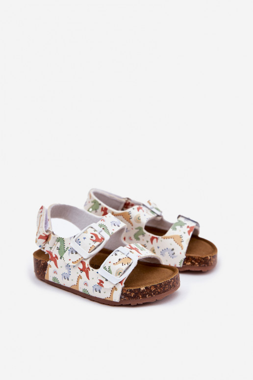 Sandales pour enfants Sur une semelle en liège avec boucles Dinosaures Couleurs différentes Thessa Sandales pour enfants Sur une semelle en liège avec boucles Dinosaures Couleurs différentes Thessa