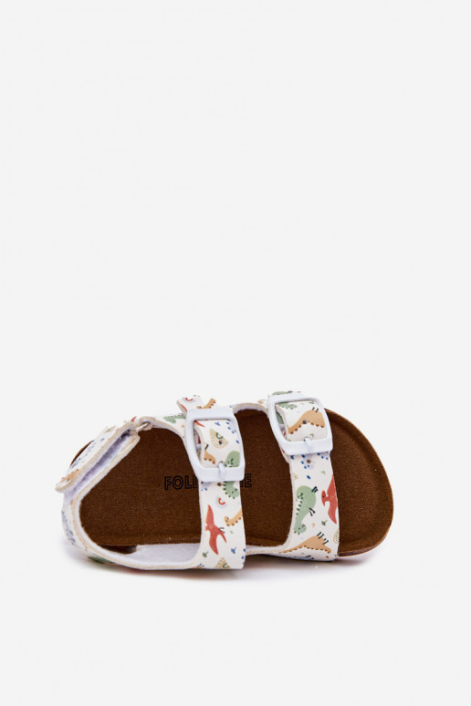 Sandales pour enfants Sur une semelle en liège avec boucles Dinosaures Couleurs différentes Thessa Sandales pour enfants Sur une semelle en liège avec boucles Dinosaures Couleurs différentes Thessa