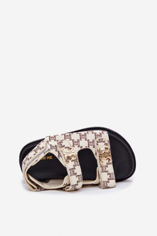 Sandales pour enfants avec attaches adhésives Ze couleur doréemi Detalami beige Cavina Sandales pour enfants avec attaches adhésives Ze couleur doréemi Detalami beige Cavina