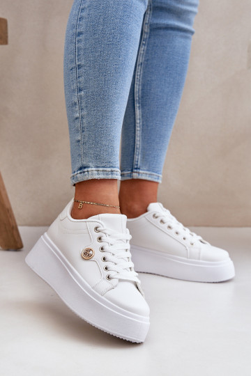 Eko Peau Chaussures modèle baskets avec une plateforme Ze couleur doréem Detalem couleur blanche Zingie 2