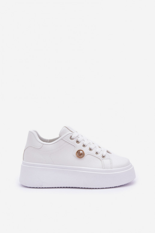 Eko Peau Chaussures modèle baskets avec une plateforme Ze couleur doréem Detalem couleur blanche Zingie Eko Peau Chaussures modèle baskets avec une plateforme Ze couleur doréem Detalem couleur blanche Zingie