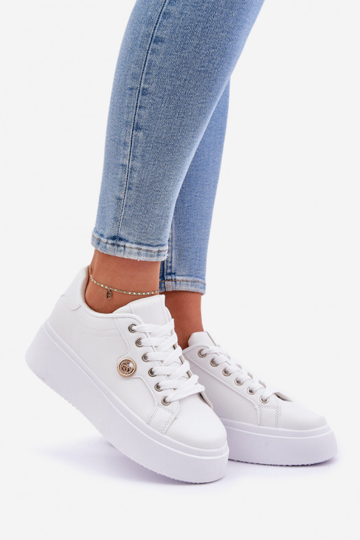 Eko Peau Chaussures modèle baskets avec une plateforme Ze couleur doréem Detalem couleur blanche Zingie Eko Peau Chaussures modèle baskets avec une plateforme Ze couleur doréem Detalem couleur blanche Zingie