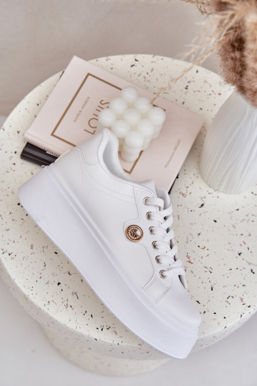 Eko Peau Chaussures modèle baskets avec une plateforme Ze couleur doréem Detalem couleur blanche Zingie Eko Peau Chaussures modèle baskets avec une plateforme Ze couleur doréem Detalem couleur blanche Zingie