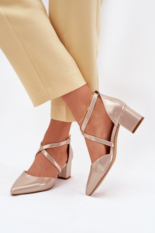 Chaussures avec des talons en cuir écologique Sergio Leone SK830 couleur dorée Chaussures avec des talons en cuir écologique Sergio Leone SK830 couleur dorée