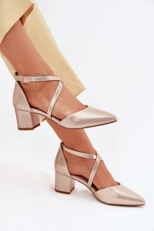 Chaussures avec des talons en cuir écologique Sergio Leone SK830 couleur dorée Chaussures avec des talons en cuir écologique Sergio Leone SK830 couleur dorée