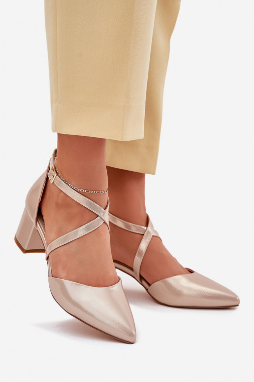 Chaussures avec des talons en cuir écologique Sergio Leone SK830 couleur dorée Chaussures avec des talons en cuir écologique Sergio Leone SK830 couleur dorée