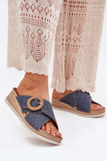 Chaussons pour femmes sur plateforme décorés de boucles de couleur bleue Inblu RV000012 2