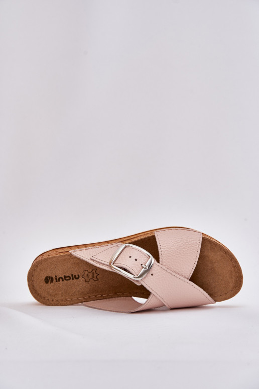 Pantoufles en cuir Féminin avec boucles Inblu VO0004GU couleur rose Pantoufles en cuir Féminin avec boucles Inblu VO0004GU couleur rose