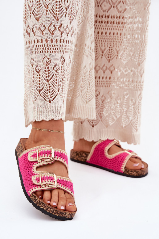 SzydełkoÀe Pantoufles pour femmes Ze couleur doréemi avec bouclesmi couleur rose Fenira SzydełkoÀe Pantoufles pour femmes Ze couleur doréemi avec bouclesmi couleur rose Fenira