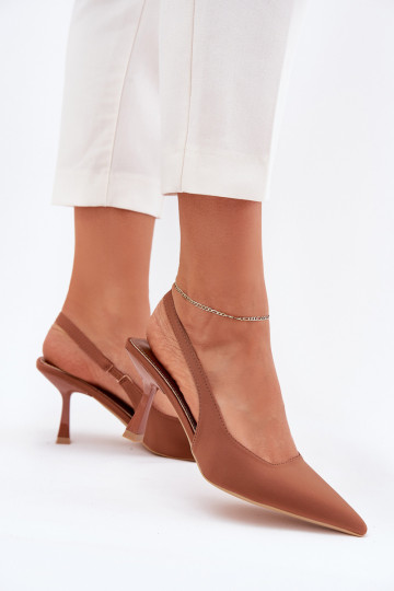 Sandales pour femmes à talons fins brunes Lunira