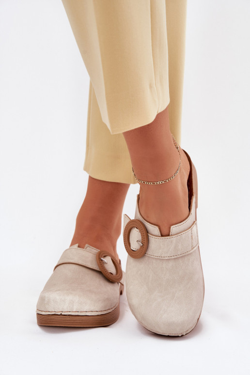 Chaussons Sabots Féminin avec boucles Inblu TF000001 beige