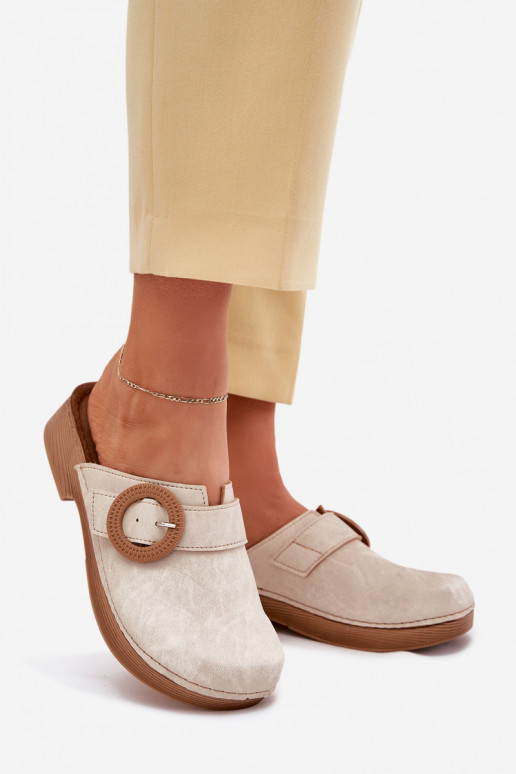 Chaussons Sabots Féminin avec boucles Inblu TF000001 beige