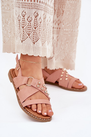 Sandales pour femmes avec des talons larges Ze couleur doréemi Goujons couleur rose Zanira