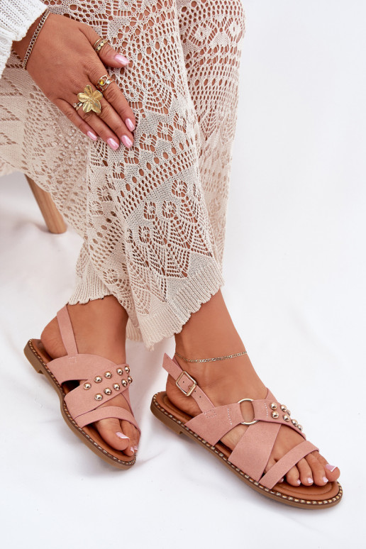 Sandales pour femmes avec des talons larges Ze couleur doréemi Goujons couleur rose Zanira Sandales pour femmes avec des talons larges Ze couleur doréemi Goujons couleur rose Zanira