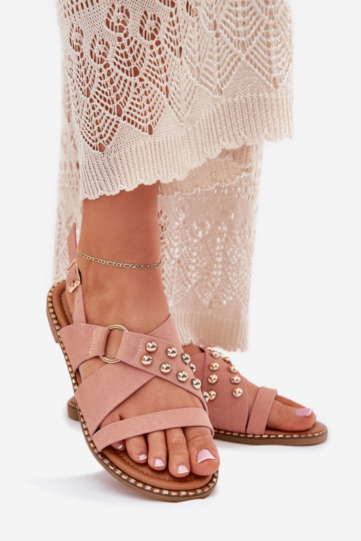 Sandales pour femmes avec des talons larges Ze couleur doréemi Goujons couleur rose Zanira Sandales pour femmes avec des talons larges Ze couleur doréemi Goujons couleur rose Zanira