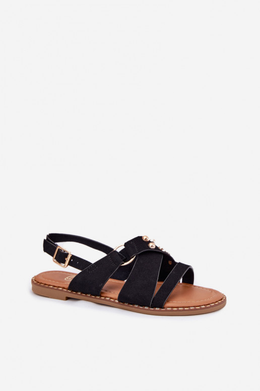 Sandales pour femmes avec des talons larges Ze couleur doréemi Goujons couleur noire Zanira Sandales pour femmes avec des talons larges Ze couleur doréemi Goujons couleur noire Zanira