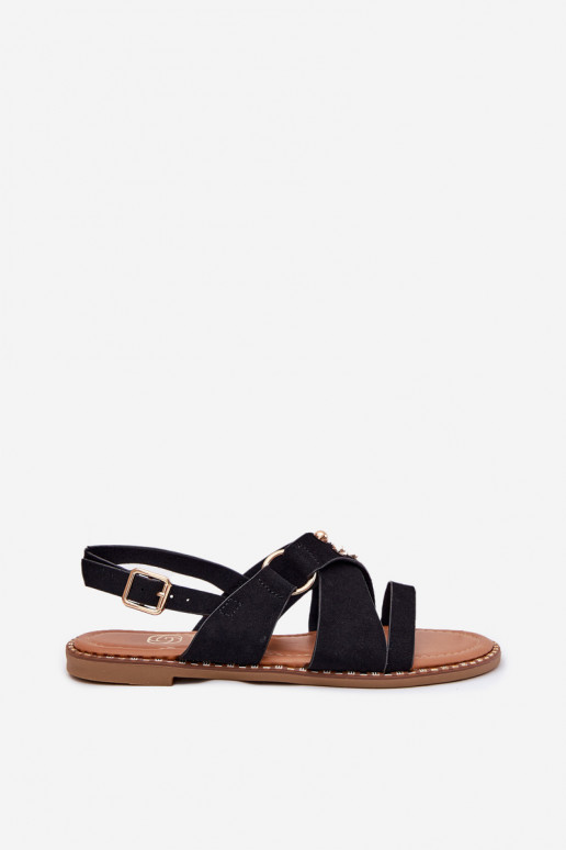 Sandales pour femmes avec des talons larges Ze couleur doréemi Goujons couleur noire Zanira Sandales pour femmes avec des talons larges Ze couleur doréemi Goujons couleur noire Zanira