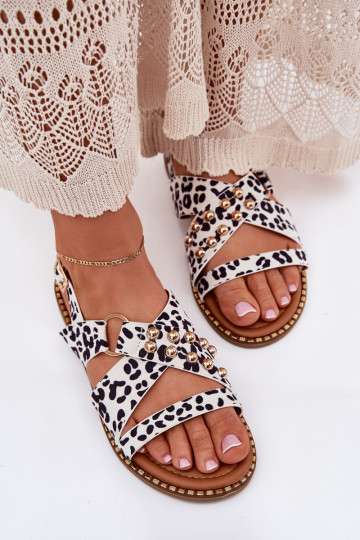 Sandales pour femmes avec des talons larges Ze couleur doréemi Goujons Blanc-couleur noire Zanira