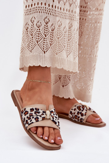 Chaussons à talons larges avec nœuds couleur sable Avenza