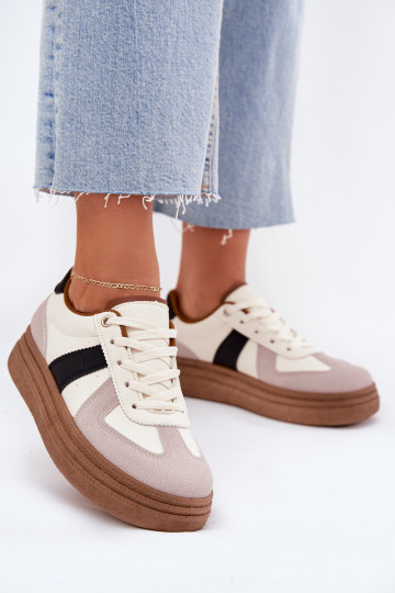 Chaussures modèle baskets Féminin avec une plateforme beige Dovina
