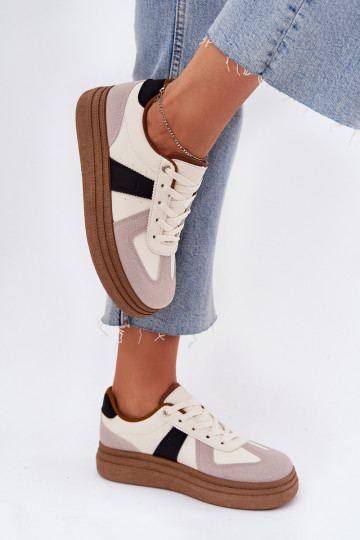 Chaussures modèle baskets Féminin avec une plateforme beige Dovina 2