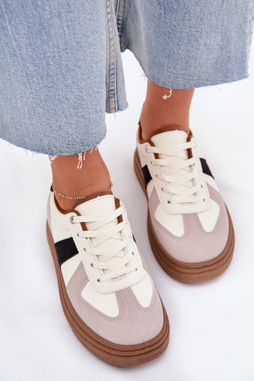Chaussures modèle baskets Féminin avec une plateforme beige Dovina