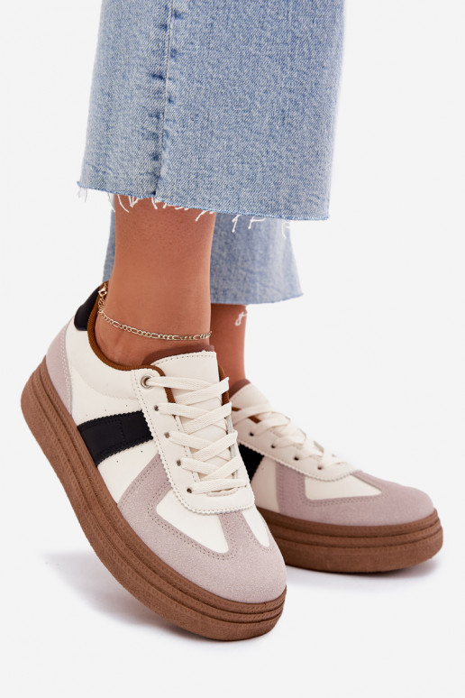 Chaussures modèle baskets Féminin avec une plateforme beige Dovina