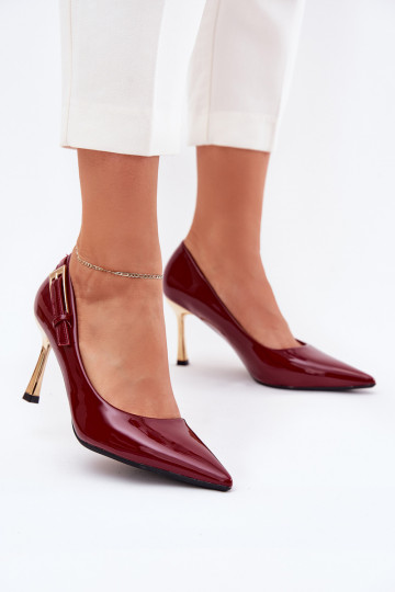 avec effet vernis chaussures à talons hauts avec boucles dorées Bourgogne Mivira 2