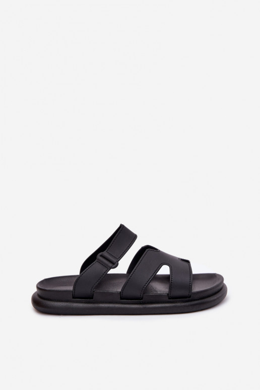 Caoutchouc Pantoufles pour femmes avec des sangles couleur noire Tavirae