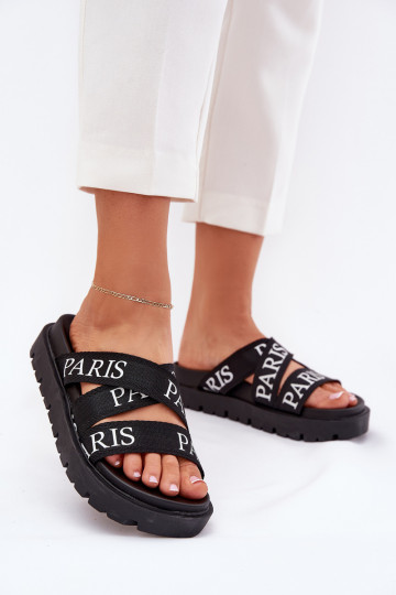 Pantoufles pour femmes Z Il fauttérielmi Paskami Paris avec une plateforme couleur noire Celinea 2