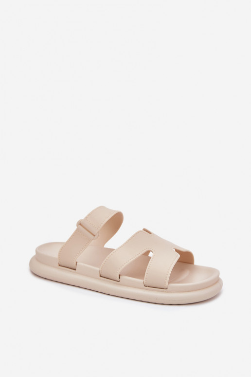 Caoutchouc Pantoufles pour femmes avec des sangles beige Tavirae