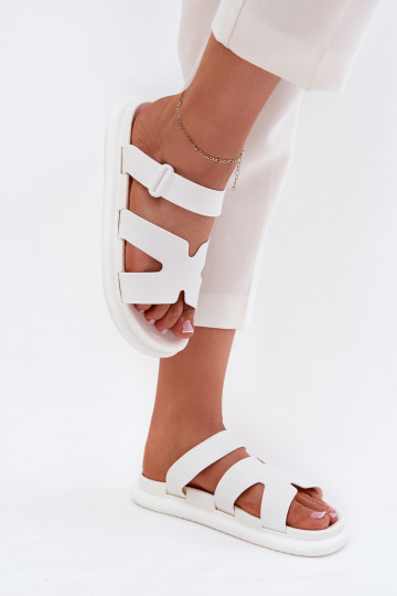 Caoutchouc Pantoufles pour femmes avec des sangles couleur blanche Tavirae