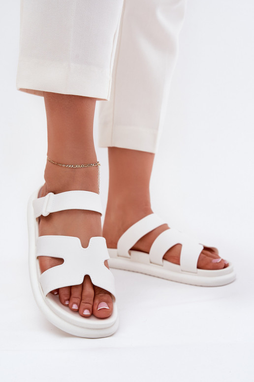 Caoutchouc Pantoufles pour femmes avec des sangles couleur blanche Tavirae