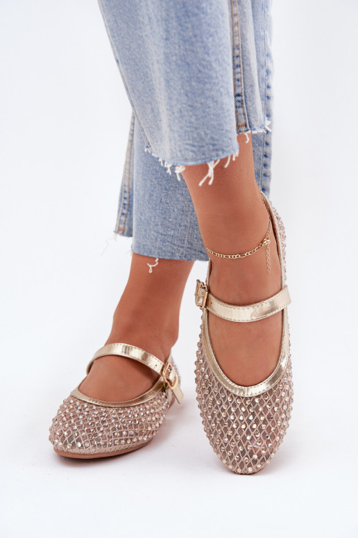 Décoré Ballerines Féminin avec des sangles I avec boucles couleur dorée Avirae Décoré Ballerines Féminin avec des sangles I avec boucles couleur dorée Avirae