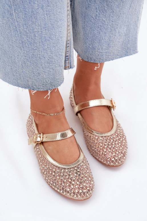 Décoré Ballerines Féminin avec des sangles I avec boucles couleur dorée Avirae Décoré Ballerines Féminin avec des sangles I avec boucles couleur dorée Avirae