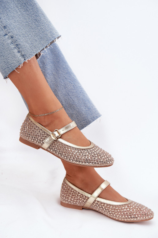 Décoré Ballerines Féminin avec des sangles I avec boucles couleur dorée Avirae Décoré Ballerines Féminin avec des sangles I avec boucles couleur dorée Avirae